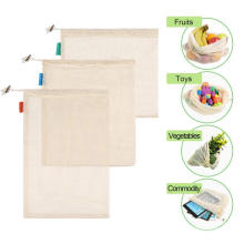 Good Quality Durable 100 % Cotton fruit vegetable mesh net tote bags